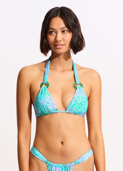 Seafolly Sea Skin Slide Triangle Bikini Top - Vivid Green Women Triangle
