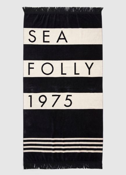 Women Seafolly Beach Towels Folly Stripe Towel - Black