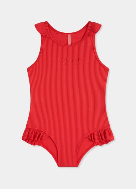 Girls Toddler & Girls One Pieces Seafolly Summer Essential Girls Ruffle One Piece - Chilli Red