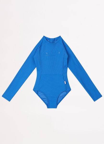 Girls Seafolly Summer Essential Girls Panelled Paddlesuit - Royal Teen Girls One Pieces