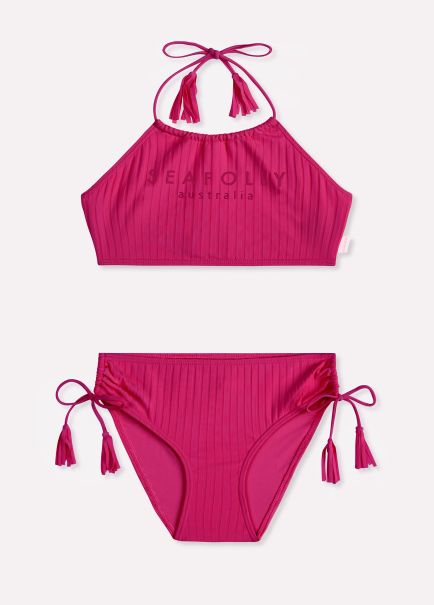 Seafolly Teen Girls Bikinis Summer Essential Girls Tasselled Bikini - Deep Pink Girls
