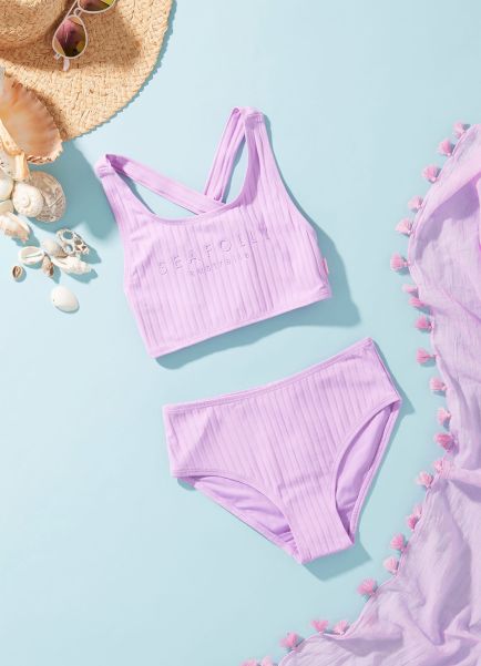 Seafolly Girls Girls Summer Essential Tie Back Bikini  - Violet Teen Girls Bikinis