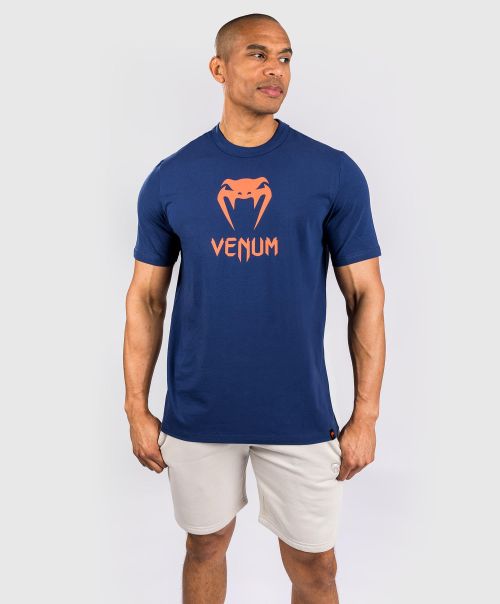 Robust Cotton T-Shirts Men Venum Classic T-Shirt - Navy Blue/Orange