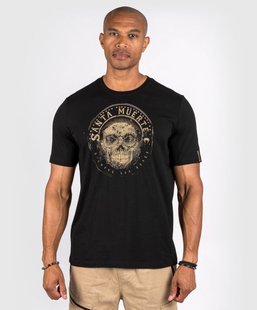 Men Cotton T-Shirts Tough Venum Santa Muerte Dark Side - T-Shirt - Black/Brown