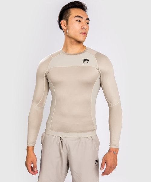 Compression T-Shirts Men High-Quality Venum G-Fit Air Rashguard Longsleeve - Sand