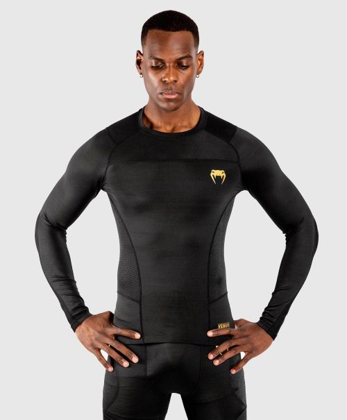 Venum G-Fit Rashguard - Long Sleeves - Black/Gold Men Cutting-Edge Compression T-Shirts