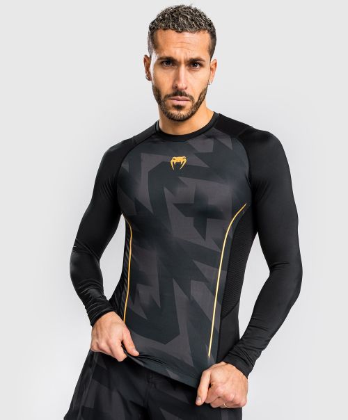 Compression T-Shirts Venum Razor Rashguard Long Sleeves - Black/Gold Quality Men