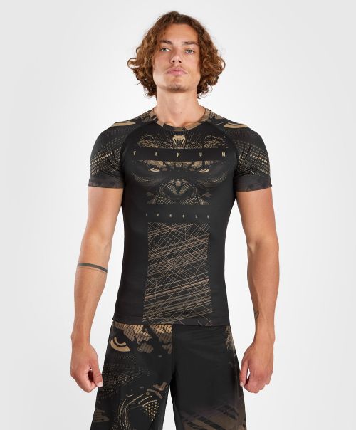 Venum Gorilla Jungle Rashguard Short Sleeves - Black/Sand Men Rapid Compression T-Shirts