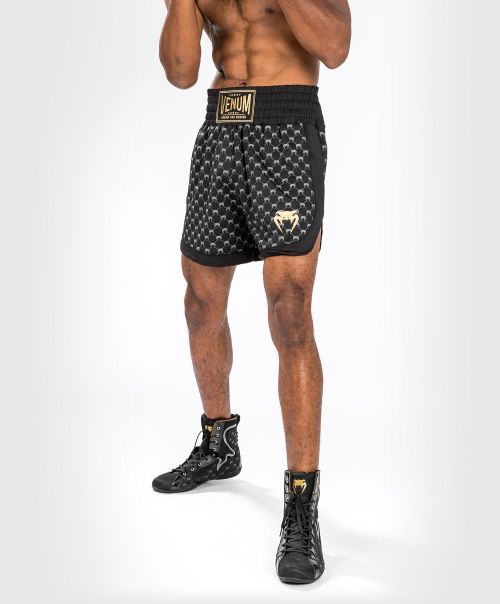 Discount Men Venum Monogram Boxing Short - Black Boxing Shorts