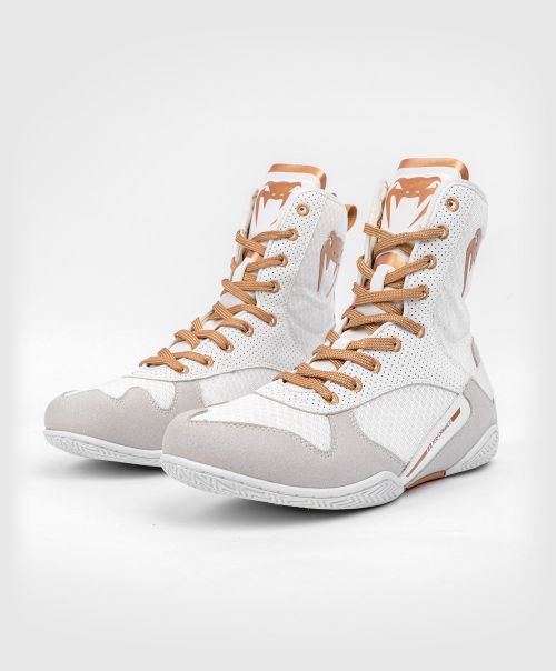Shoes Men Affordable Venum Elite Boxing Shoes - White/Gold