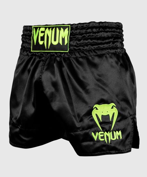 Muay Thai Shorts Women Venum Muay Thai Shorts Classic - Black/Neo Yellow Refresh