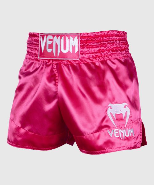 Women Reliable Venum Muay Thai Shorts Classic - Pink/White Muay Thai Shorts