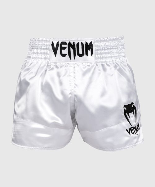 Long-Lasting Muay Thai Shorts Women Venum Classic Muay Thai Shorts - White/Black