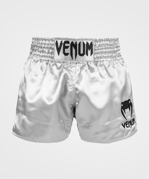 Women Venum Classic Muay Thai Shorts - Silver/Black Muay Thai Shorts Handcrafted