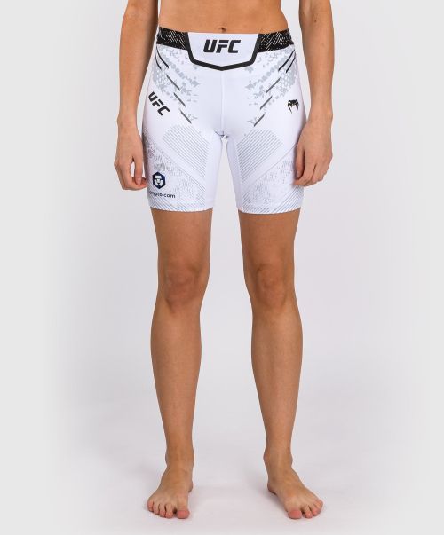Ufc Adrenaline By Venum Authentic Fight Night Women’s Vale Tudo Short - Long Fit - White Exceptional Compression Shorts Women