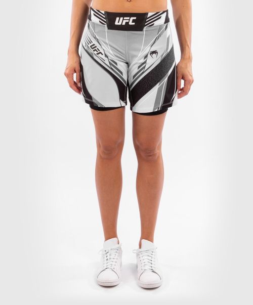 Ufc Venum Authentic Fight Night Women's Shorts - Long Fit - White Mma Shorts Convenient Women