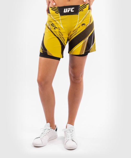 Women Offer Mma Shorts Ufc Venum Authentic Fight Night Women's Shorts - Long Fit - Yellow