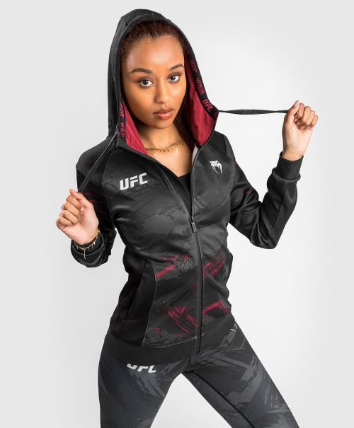 Lavish Women Zip Jacket Ufc Venum Authentic Fight Week Women’s 2.0 Zip Hoodie - Black/Red
