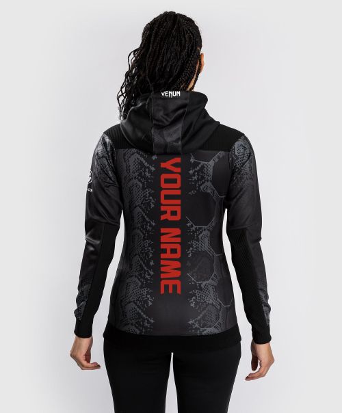 Women Robust Ufc Adrenaline By Venum Personalized Authentic Fight Night  Women's Walkout Hoodie - Black Zip Jacket