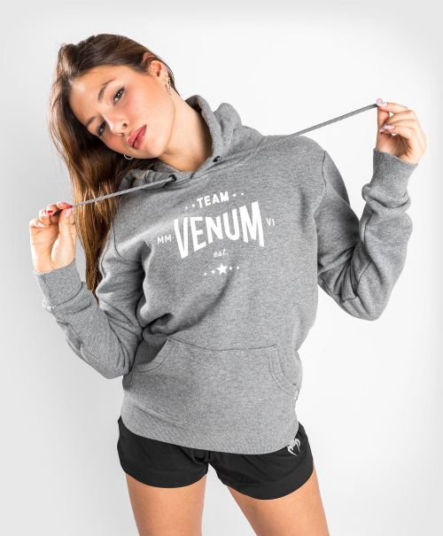 Women Quality Venum Team 2.0 Hoodie - Light Heather Grey Hooded Sweatshirt