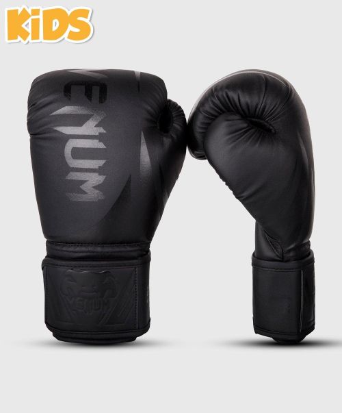 Kids Equipment Venum Challenger 2.0 Kids Boxing Gloves - Black/Black Slashed