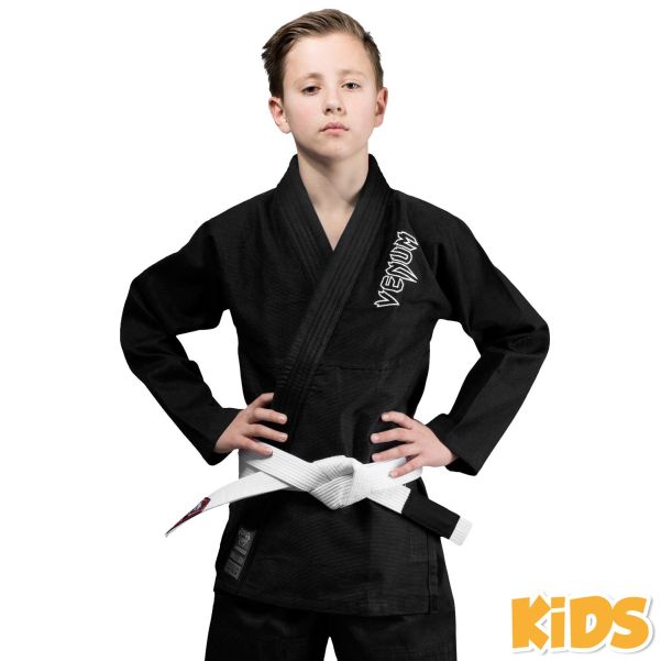 Venum Contender Kids Bjj Gi (Free White Belt Included) - Black Kids Giveaway Equipment
